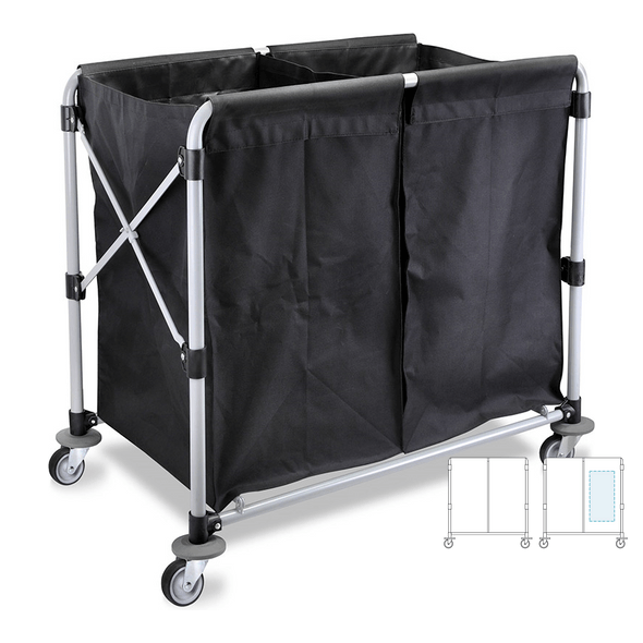 Folding Laundry Cart Black Steel
